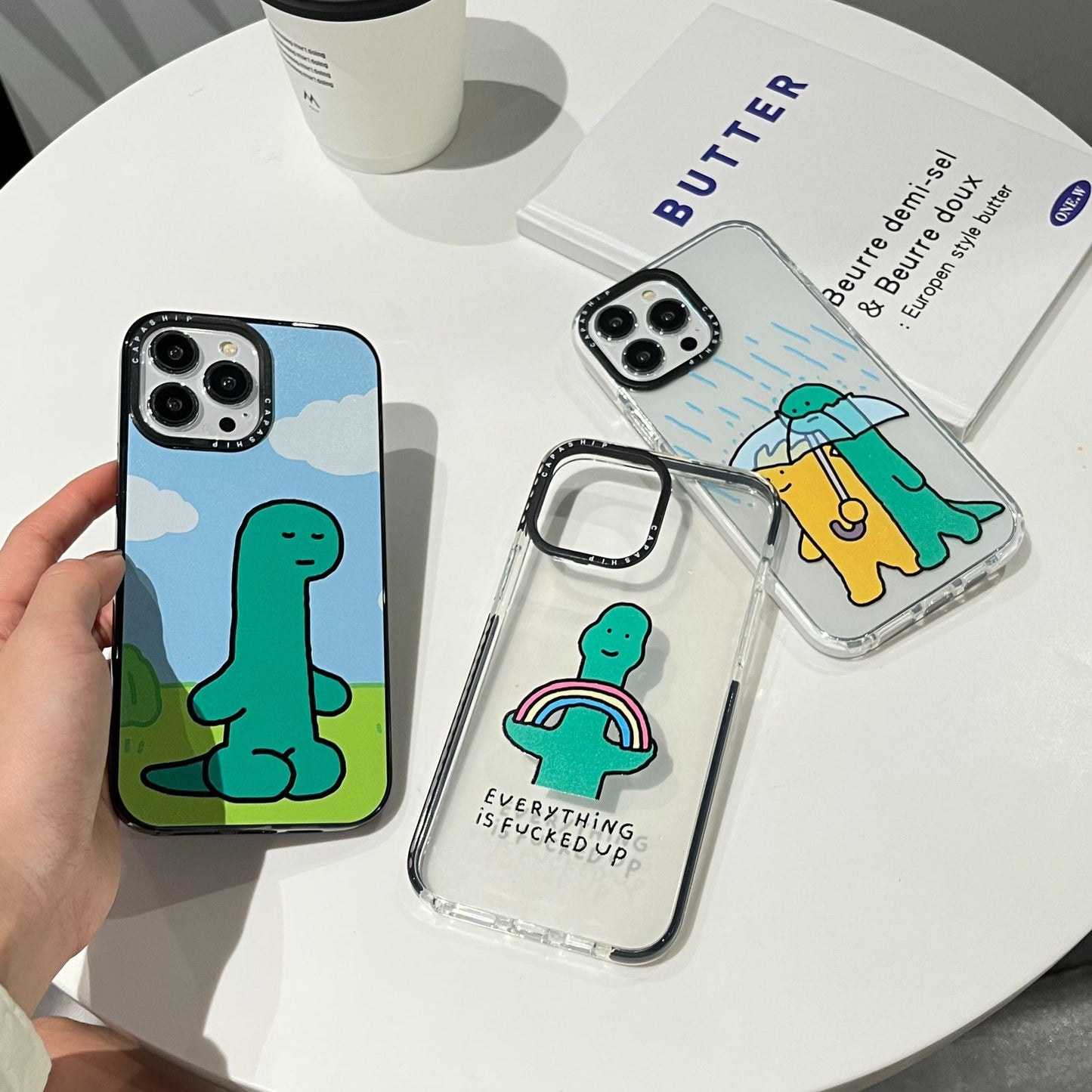 Green dinosaur phone case for iPhone